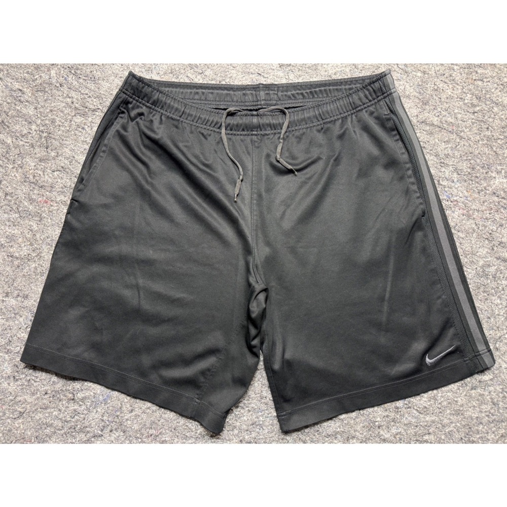 Nike Mens Athletic Shorts Black Striped Drawstring Pockets Gym Training XL
